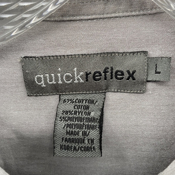 Quick Reflex Shirt Men Size Large Grey Made in Korea Long Sleeve Full Button - Picture 7 of 13